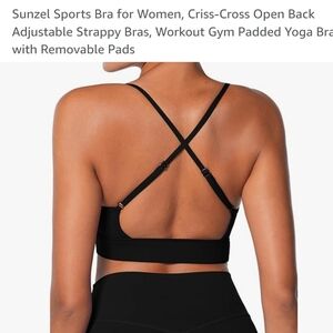 Sunzel Sports Bra for Women, Criss-Cross Open Back Adjustable Strappy
